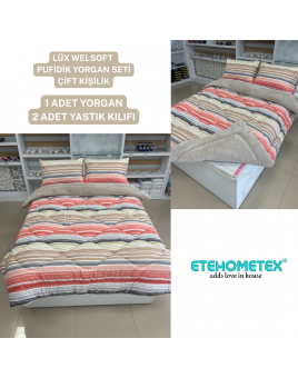 ETE HOMETEX ÇİFT KİŞİLİK LÜX WELSOFT YORGAN 195X215CM TASEL BEJ 8696474231952